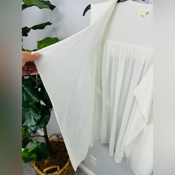 Jolt Chiffon White Draped Open Style Sleeveless Cardigan Midi Duster - Picture 4 of 7